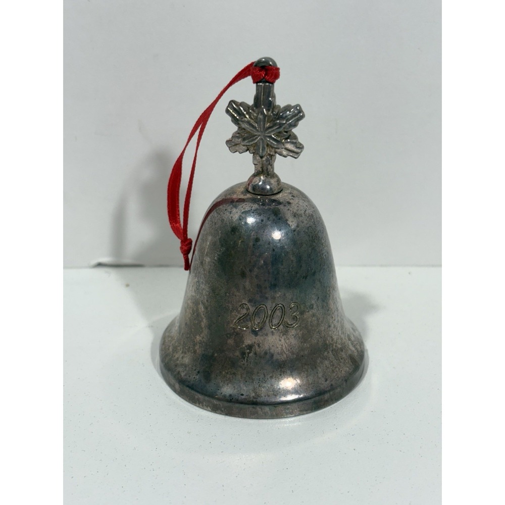 Reed & Barton Silverplated Bell Ornament Engraved Christmas 2003 Dangle Bell